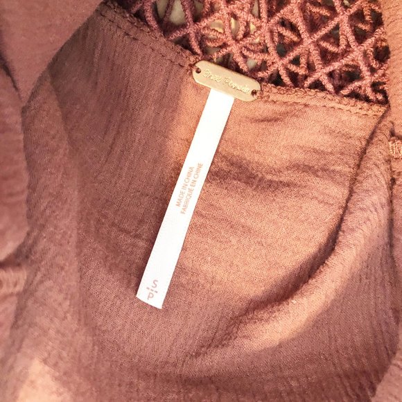 Free People On The Island Lace Crochet Floral Boho Oversized Long Sleeve Shirt - Picture 5 of 11